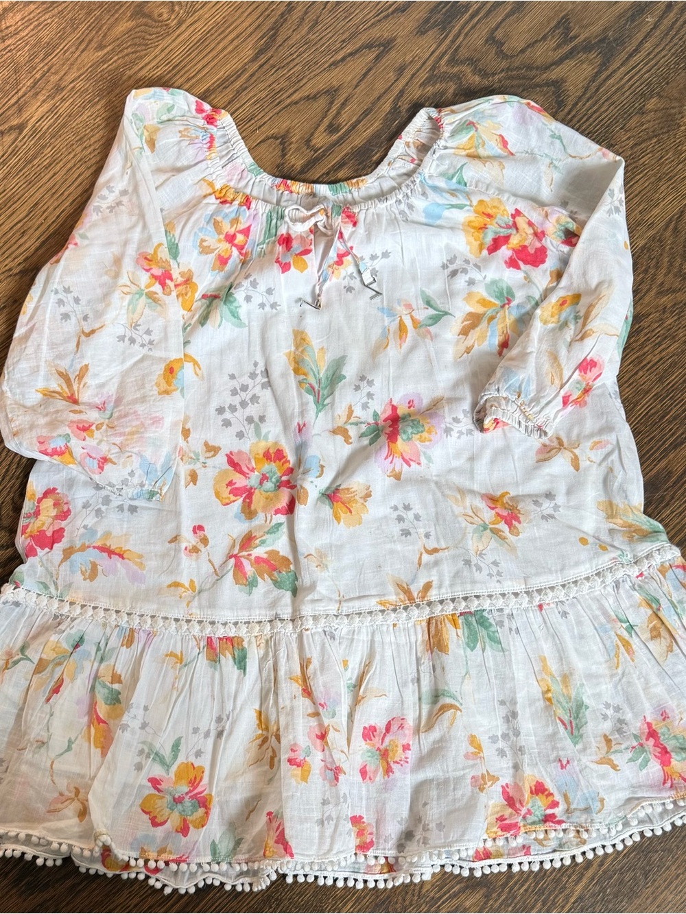 Zimmermann White Floral Ruffle Peasant Top for Kids sz 6